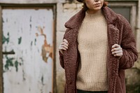 Women's turtleneck sweater mockup, autumn apparel fashion design psd