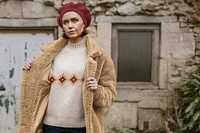 Women's sweater mockup, autumn fashion psd