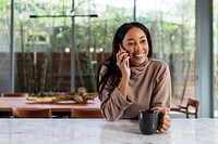 Happy woman on the phone 