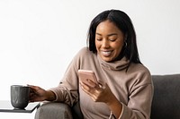 Woman checking social media on phone