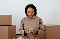 Woman moving into new house