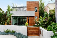 Modern villa, wood & concrete exterior