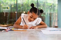 African American girl doing homework