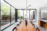 Dining room interior, mid century modern home