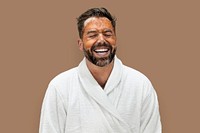 Man in bathrobe sticker, spa design psd