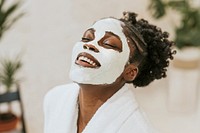 African American woman in facial mask