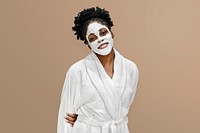 African American woman in robe isolated on background psd