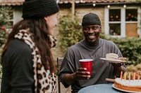 Happy friends at a birthday party