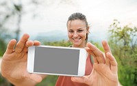 Girl Taking Selfie Outdoors Concept