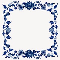 Blue vintage flower frame, decorative design vector