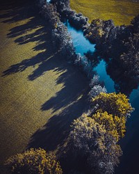 Aerial view of a river flowing through Vaihingen an der Enz, Germany