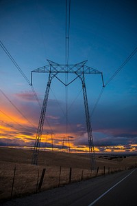 High voltage poles in Tracy, California, United States