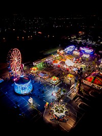 Amusement park at night in Manteca, California,  United States