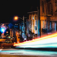 Long exposure scene of a vehicle light tail