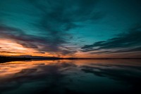 Reflection of the colorful sky in the water