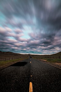Road trip with a dramatic sky