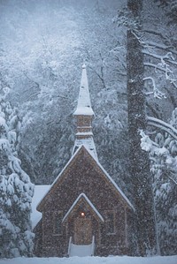 Cathedral in Yosemite Valley, California in winter
