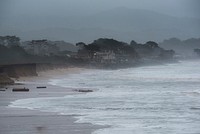 Dark overcast on a rough beach