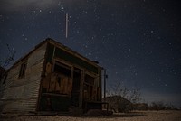 Abandoned barn and a starry sky