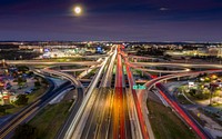 Night view of the Texas State Highway Loop 1604 at San Antonio, Texas, USA