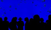 Silhouette of a crowd of people