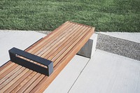 Wooden bench at FIMS Nursing Building, London, Canada