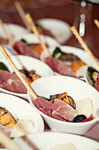 Parma ham appetizers at a buffet
