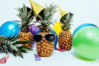 Festive ripe pineapples ready to party