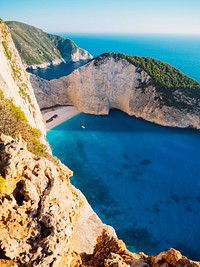 View of Navagio bay on Zakynthos island, Greece