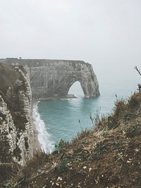 Chalk cliffs at Porte d'Amont in &Eacute;tretat, France