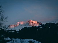 Sunset on the snowy Mont Blanc, France