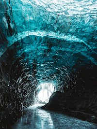 Crystal glacier ice cave in Iceland