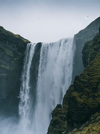 View of Skógafoss waterfall in Iceland