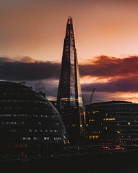 Inner city London at dusk