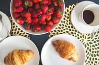 Fresh croissants on a breakfast table. Visit Kaboompics for more free images.