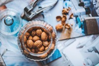 Jar of whole walnuts. Visit <a href="https://kaboompics.com/" target="_blank">Kaboompics</a> for more free images.
