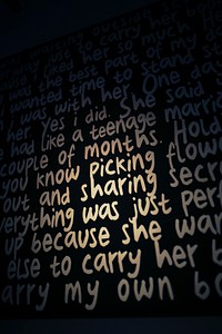 Close up of a text on a wall. Visit <a href="https://kaboompics.com/" target="_blank">Kaboompics</a> for more free images.