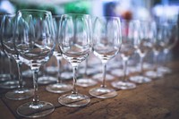 Rows of wine glasses. Visit <a href="https://kaboompics.com/" target="_blank">Kaboompics</a> for more free images.