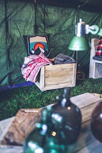 Objects for sale in a tent. Visit <a href="https://kaboompics.com/" target="_blank">Kaboompics</a> for more free images.