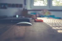 Sunlight on a wooden desk