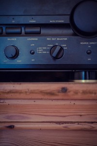 Close up of a hi-fi music system
