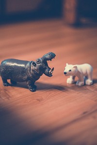 Hippo and a polar bear toy