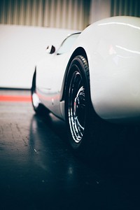 Closeup of a luxury white car