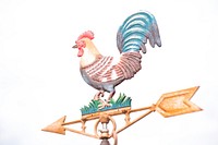 Closeup of a colorful cock weather vane