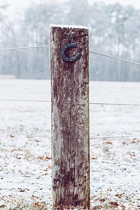 Horseshoe on a wooden fence