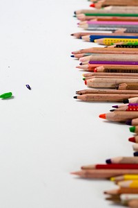 Colorful color pencils on a paper