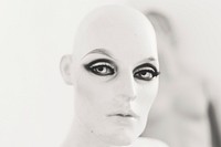 Mannequin head with eye makeup