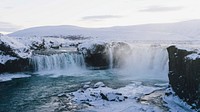 Nature desktop wallpaper background, Godafoss waterfall, north Iceland