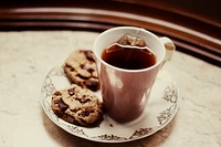 Hot cup of tea and cookies