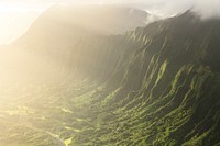 View of sunlight against a mountain in Oahu, Hawaii